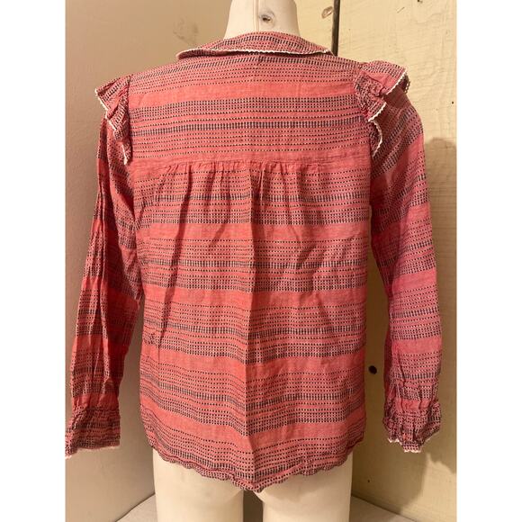 dRA Los Angeles Women's Size Small Puff Sleeve Blouse Buttons Long Sleeve Cotton - Picture 2 of 7